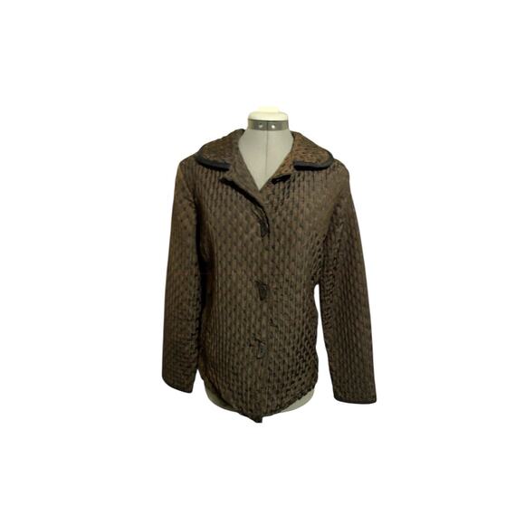 Focus Jackets & Blazers - New Abstract Lagenlook Women S Brown Polka Dot Quilted Boho Spring